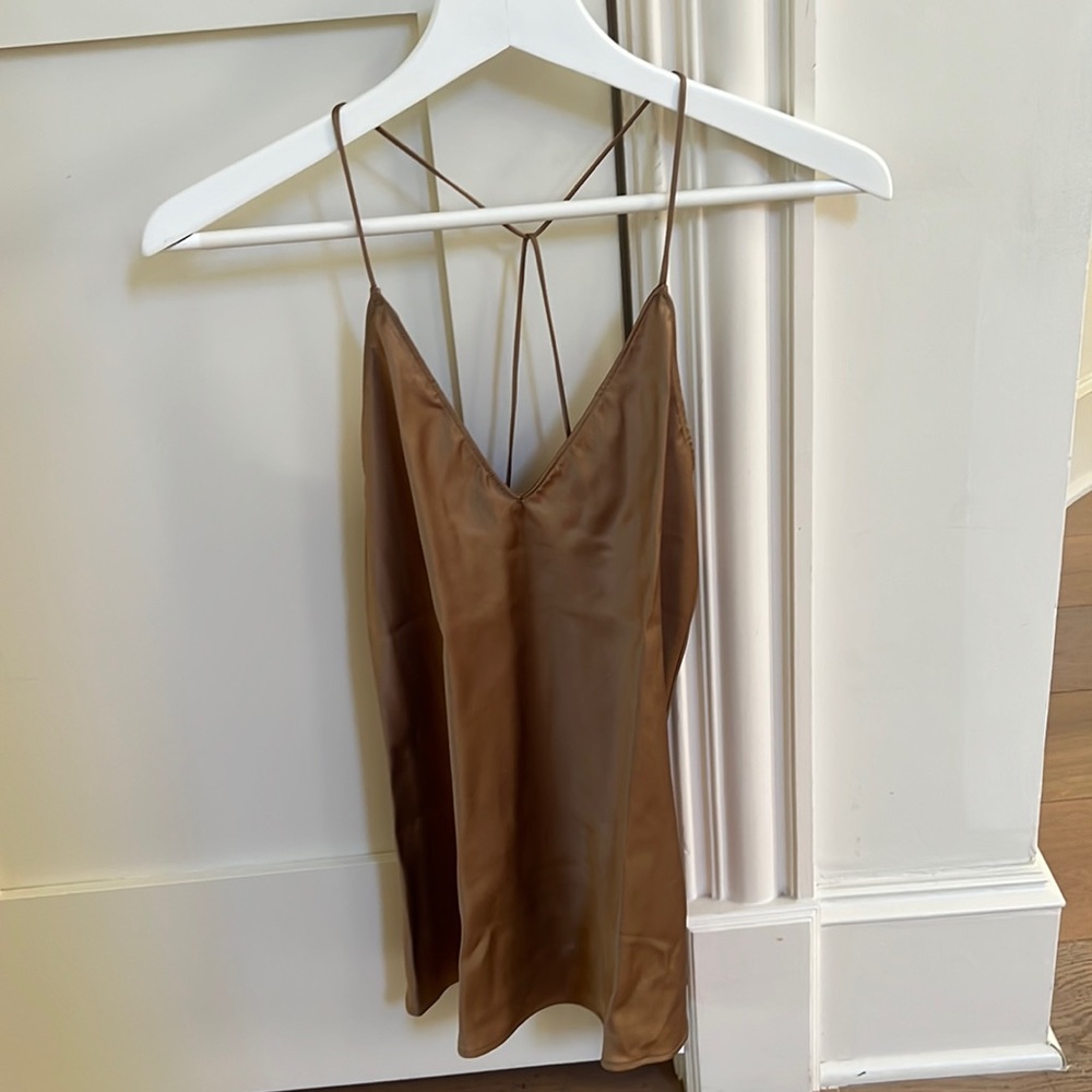 Nili Lotan Brown silk Desiree Cami Top Size Small in Excellent condition!